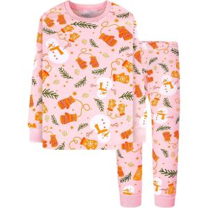 DAUGHTER QUEEN 18 Months-12 Years Boys & Girls Christmas Pajamas 100% Cotton Sleepwear(2pcs-pink-snowman-cga23)