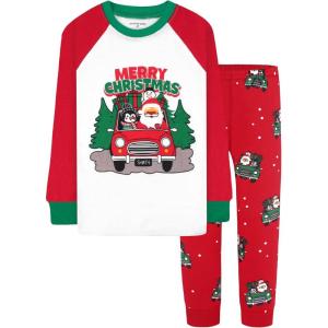 DAUGHTER QUEEN 18 Months-12 Years Boys & Girls Christmas Pajamas 100% Cotton Sleepwear(2pcs-red-car-cba25)