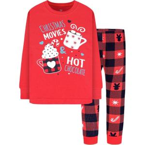 DAUGHTER QUEEN 18 Months-12 Years Boys & Girls Christmas Pajamas 100% Cotton Sleepwear(2pcs-red-plaid-cga23)