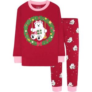 DAUGHTER QUEEN 18 Months-12 Years Boys & Girls Christmas Pajamas 100% Cotton Sleepwear(2pcs-red-polar Bear-cga25)