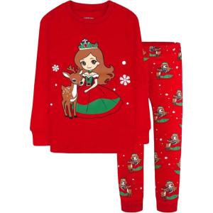 DAUGHTER QUEEN 18 Months-12 Years Boys & Girls Christmas Pajamas 100% Cotton Sleepwear(2pcs-red-princess-cga25)