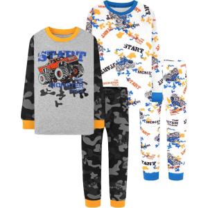 DAUGHTER QUEEN Boys 100% Cotton Long Sleeve Pajamas Size 18Months-12Years(4pcs-camo-monster Truck-lba24)