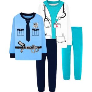 DAUGHTER QUEEN Boys 100% Cotton Long Sleeve Pajamas Size 18Months-12Years(4pcs-nany/Blue-policeman/Doctor-lba24)