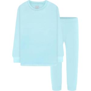 DAUGHTER QUEEN Boys & Girls 100% Cotton Holiday Pajamas, Halloween Christmas Sleepwear 18M-12Y(2pcs-light Blue-solid-lba25)