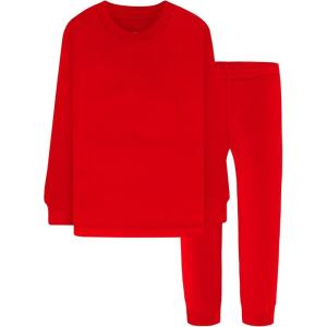 DAUGHTER QUEEN Boys & Girls 100% Cotton Holiday Pajamas, Halloween Christmas Sleepwear 18M-12Y(2pcs-red-solid-lbga25)