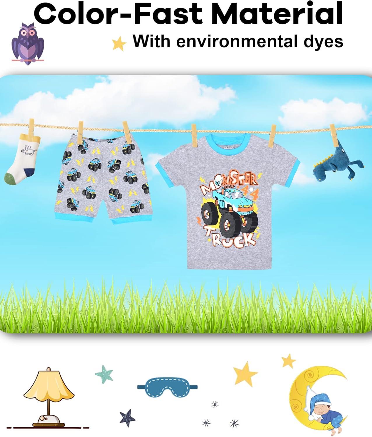 imageDAUGHTER QUEEN Boys Pajamas 1824 Months Summer PJs Monster Truck Pj Sets Baby Toddler Cotton Short Sleeve Sleepwear Jammies Sleeping Clothes Outfits 18mMo 24mMth