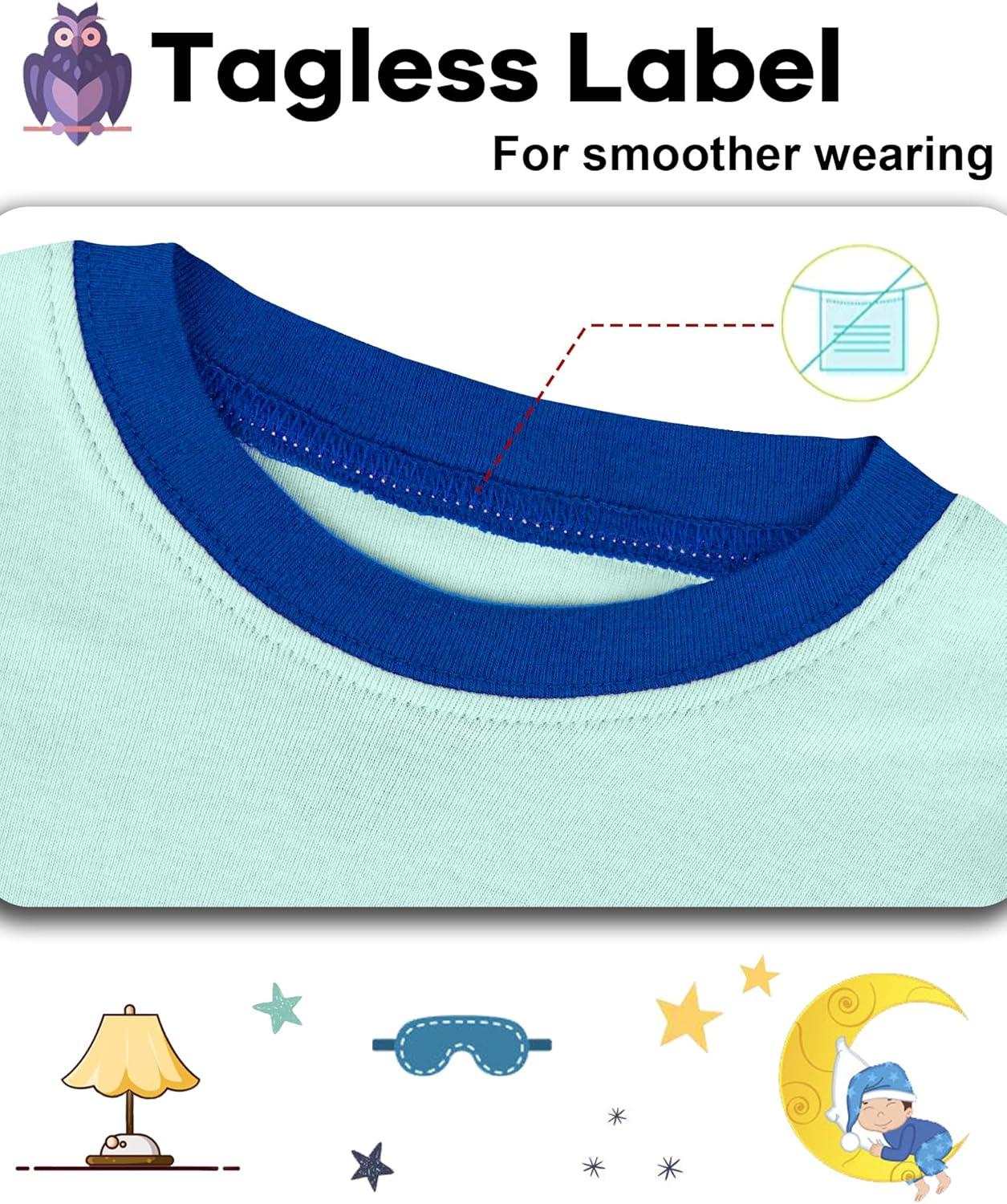 imageDAUGHTER QUEEN Boys Pajamas Toddler Summer PJs Kids Cars Sleepwear Organic Cotton Short Sleeve Pj Sets Children 4 Piece Jammies Race Cars Clothes Size 2T Age 2 Years Old