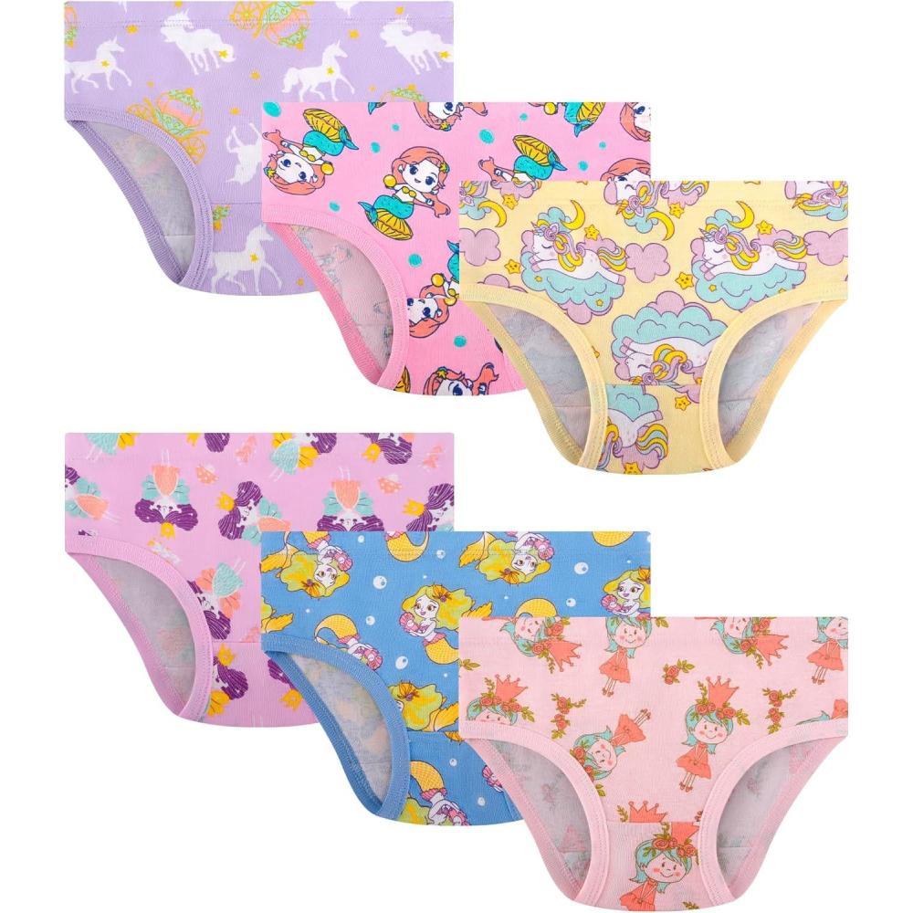 imageDAUGHTER QUEEN Girls and Toddlers 100 Cotton Underwear Tagless Soft Panties Size 23T45T5678 6PackUnicornPrincessMermaida25