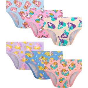 DAUGHTER QUEEN Girls and Toddlers 100% Cotton Underwear Tagless Soft Panties Size 2-3T,4-5T,5-6,7-8 (6-Pack)(Mermaid-a25)