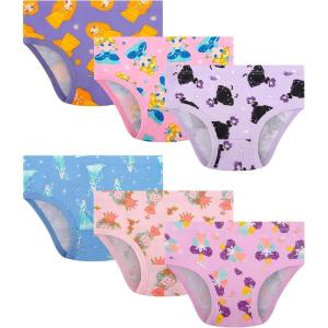 DAUGHTER QUEEN Girls and Toddlers 100% Cotton Underwear Tagless Soft Panties Size 2-3T,4-5T,5-6,7-8 (6-Pack)(Princess-a25)