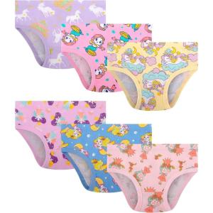 DAUGHTER QUEEN Girls and Toddlers 100% Cotton Underwear Tagless Soft Panties Size 2-3T,4-5T,5-6,7-8 (6-Pack)(Unicorn/Princess/Mermaid-a25)