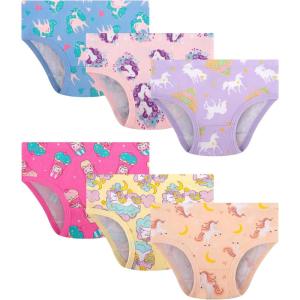DAUGHTER QUEEN Girls and Toddlers 100% Cotton Underwear Tagless Soft Panties Size 2-3T,4-5T,5-6,7-8 (6-Pack)(Unicorn-a25)