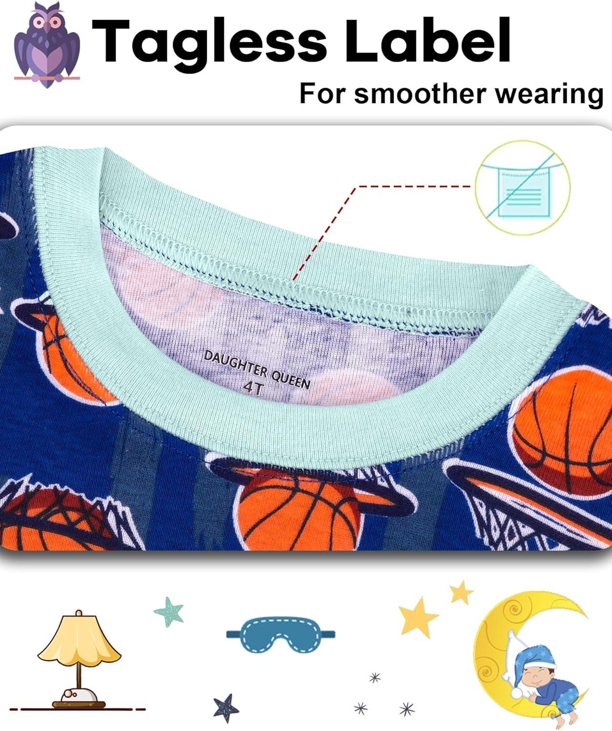 imageDAUGHTER QUEEN Boys Long Sleeve Pajamas Toddler Kids Pjs 5T Soft Cotton Pj Children Sleepwear Jammies Basketball Clothes Size 5 Year Old Small Loungewear Set Nightwear