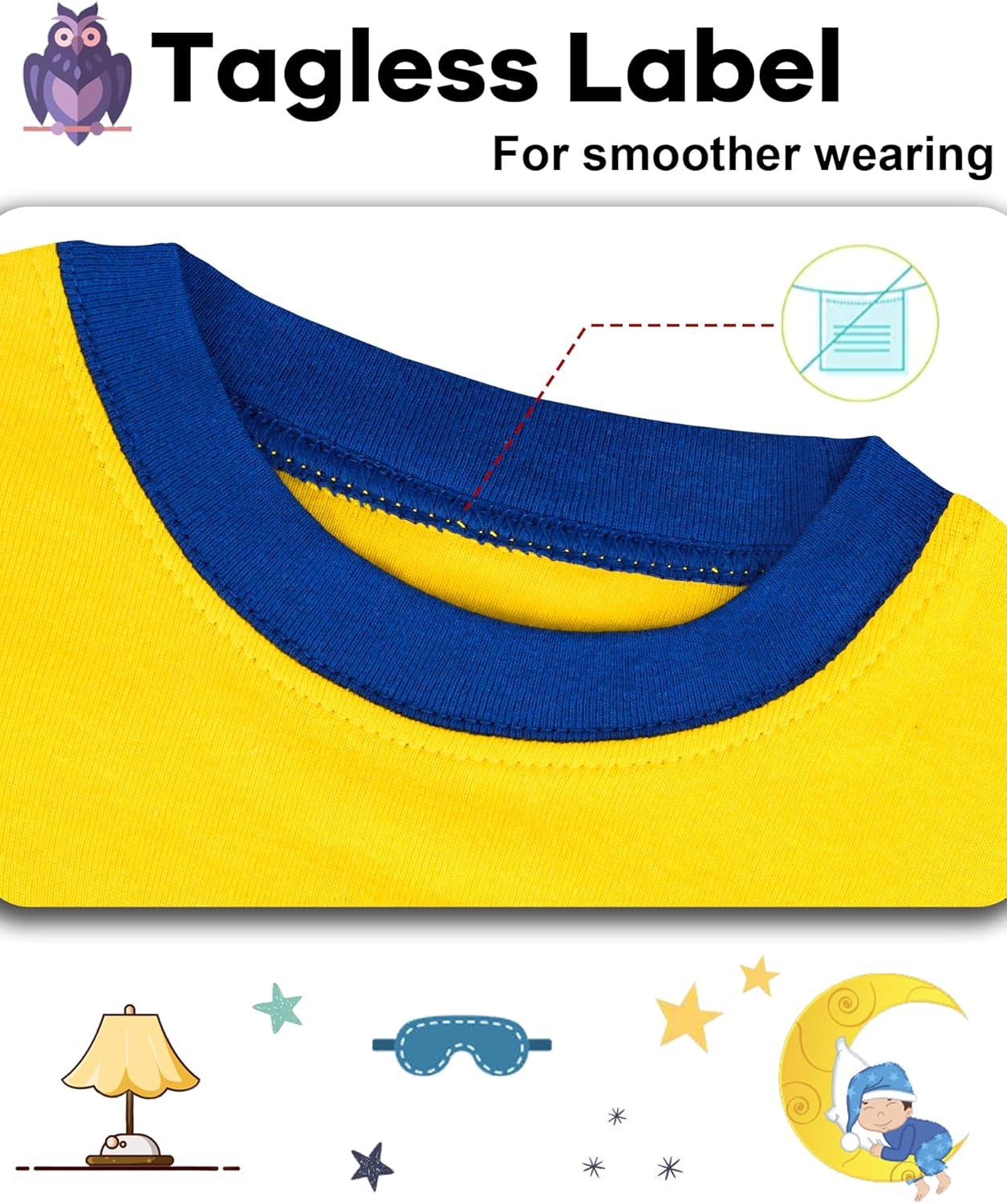 imageDAUGHTER QUEEN Boys Pajamas Toddler Summer PJs Kids Excavator Sleepwear 100 Cotton Short Sleeve Pj Sets Children 4 Piece Jammies Construction Clothes Size 2T Age 2 Years