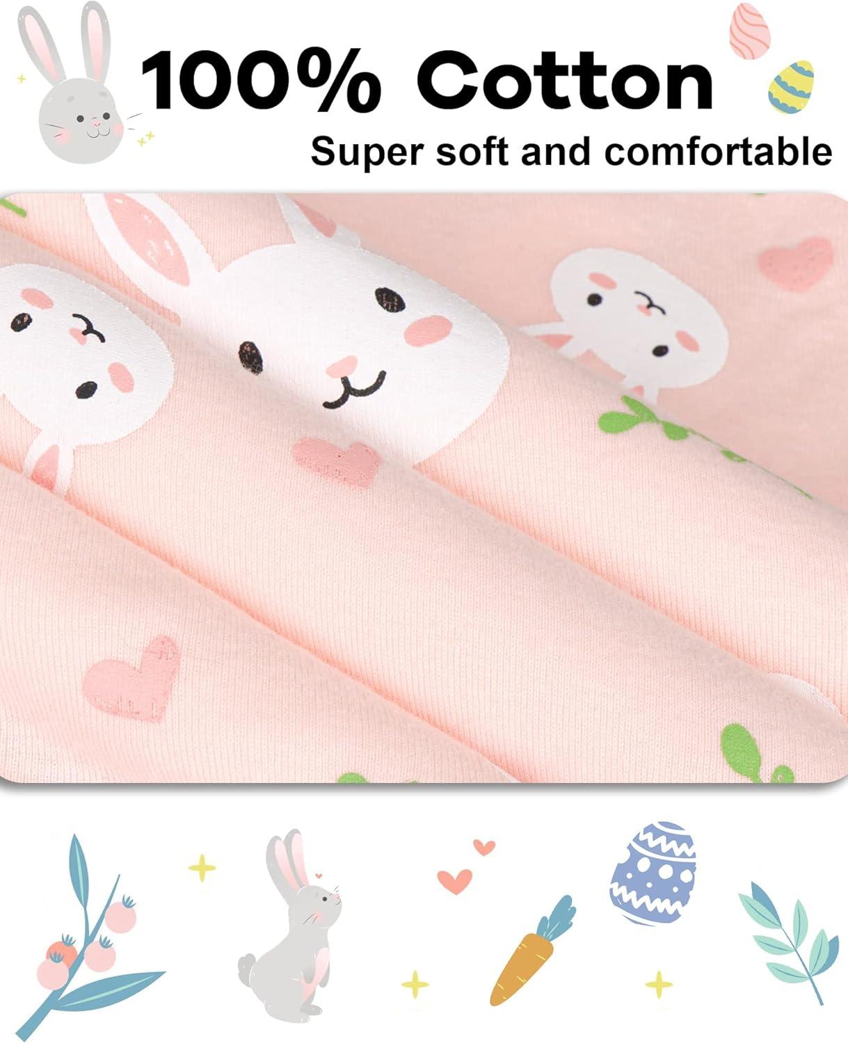 imageDAUGHTER QUEEN Girls 4 Pieces Cotton Pajamas Size 18 Months12 YearsBunnyPinklga23
