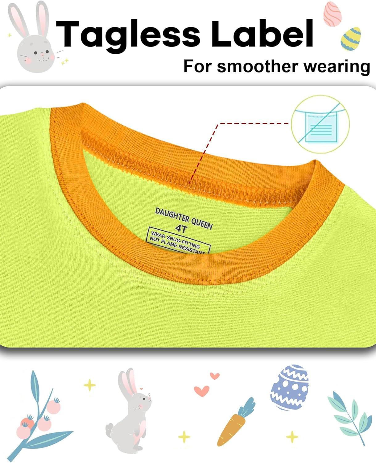 imageDAUGHTER QUEEN Boys Pajamas 4 Pieces Long Set 100 Cotton Sleepwear Size 18 Months12 YearsMonster TruckEaster EggsGreenlba25