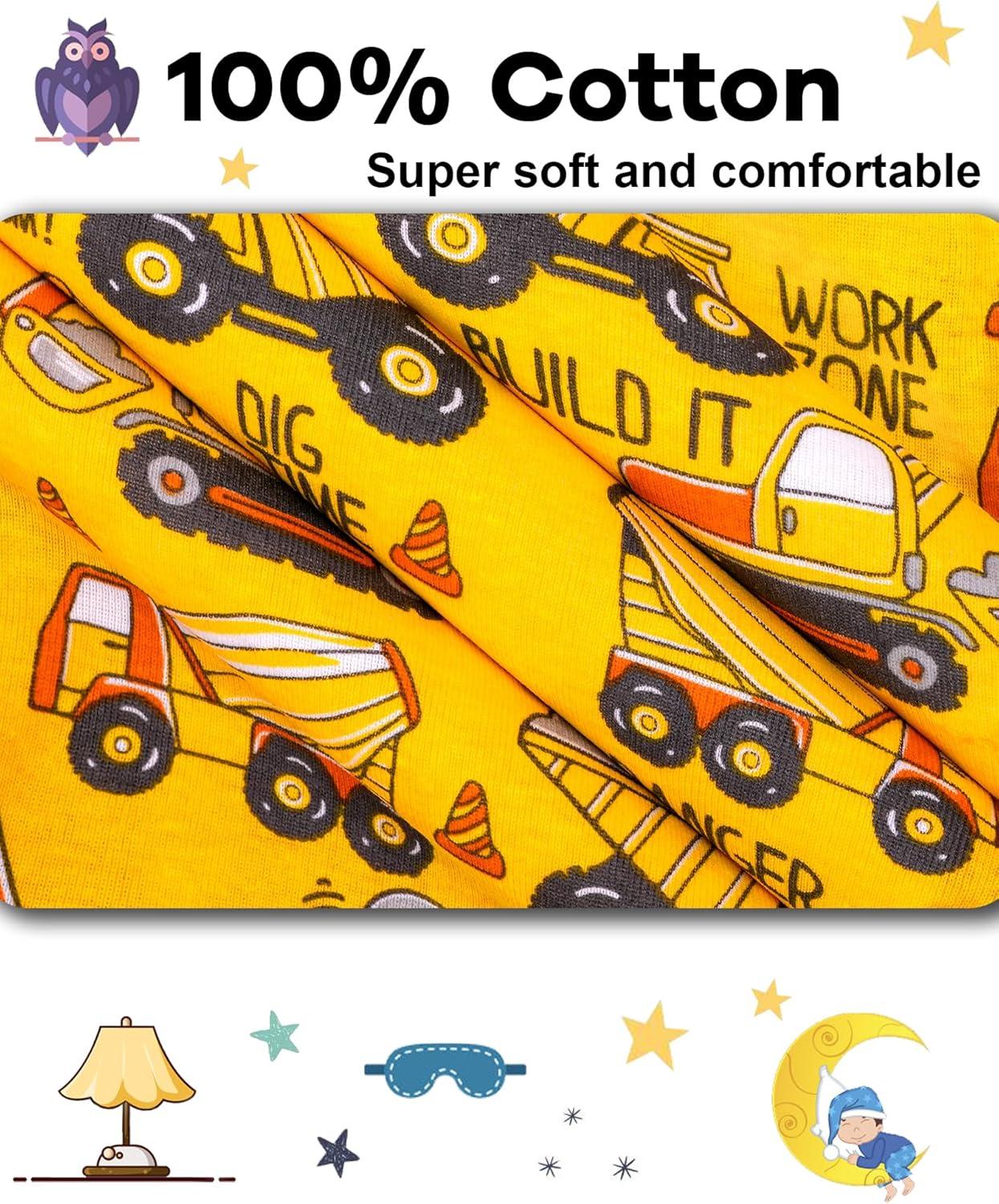 imageDAUGHTER QUEEN Excavator Pajamas for Boys Toddler Kids 100 Organic Cotton Pjs 3T Children Pj Sets Jammies Sleepwear Clothes Size 3 Years Outfits Pyjamas Shirts Pijamas Ninos