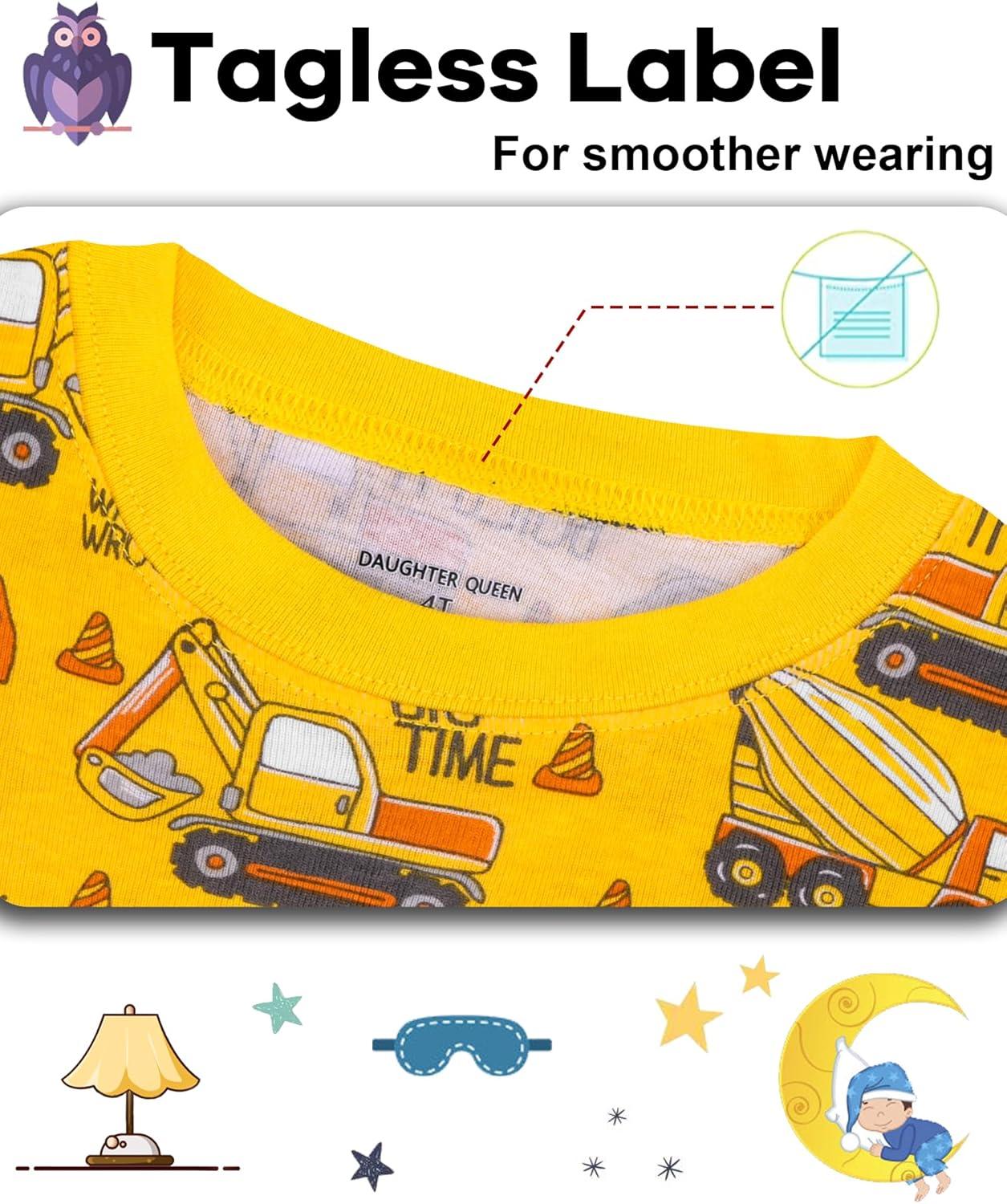 imageDAUGHTER QUEEN Excavator Pajamas for Boys Toddler Kids 100 Organic Cotton Pjs 3T Children Pj Sets Jammies Sleepwear Clothes Size 3 Years Outfits Pyjamas Shirts Pijamas Ninos