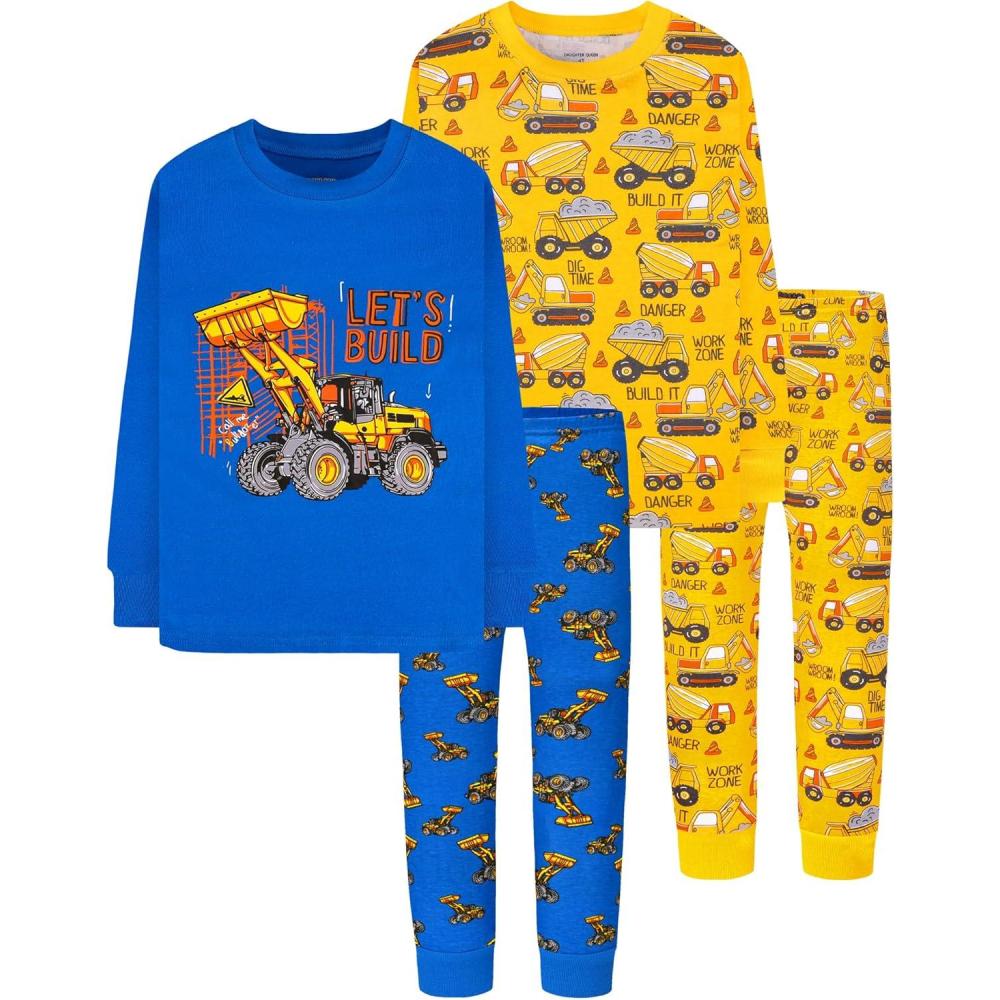 imageDAUGHTER QUEEN Excavator Pajamas for Boys Toddler Kids 100 Organic Cotton Pjs 3T Children Pj Sets Jammies Sleepwear Clothes Size 3 Years Outfits Pyjamas Shirts Pijamas Ninos