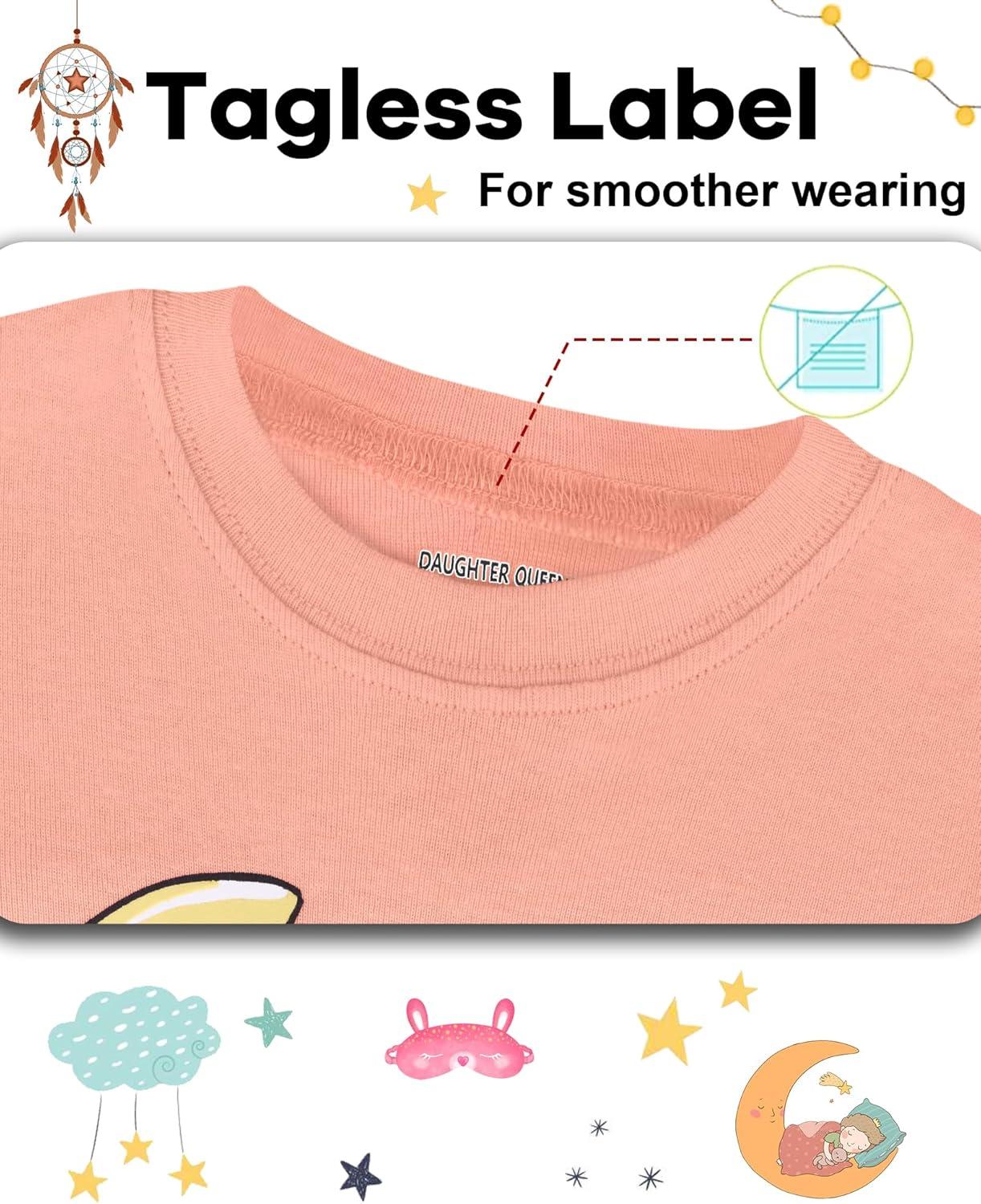 imageDAUGHTER QUEEN Girls Summer Pajamas Set 4 Pieces 100 Cotton Sleepwear Size 18 Months12 Years4pcsorange PinkYellowfoxsga25