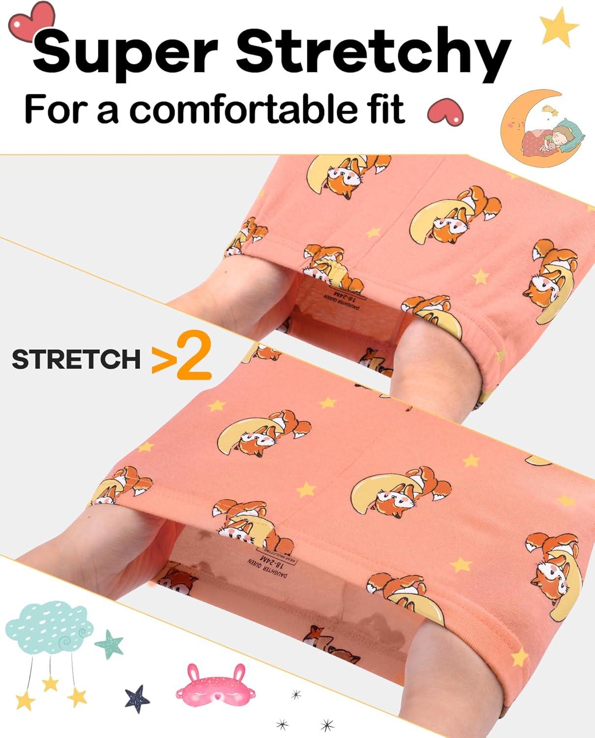 imageDAUGHTER QUEEN Girls Summer Pajamas Set 4 Pieces 100 Cotton Sleepwear Size 18 Months12 Years4pcsorange PinkYellowfoxsga25