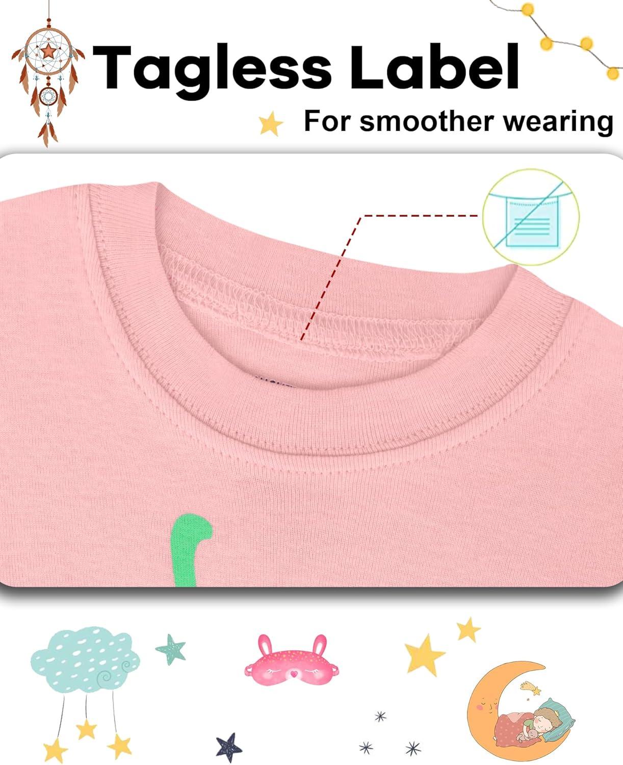 imageDAUGHTER QUEEN Girls Summer Pajamas Set 4 Pieces 100 Cotton Sleepwear Size 18 Months12 Years4pcspinkGreenstrawberrysga25