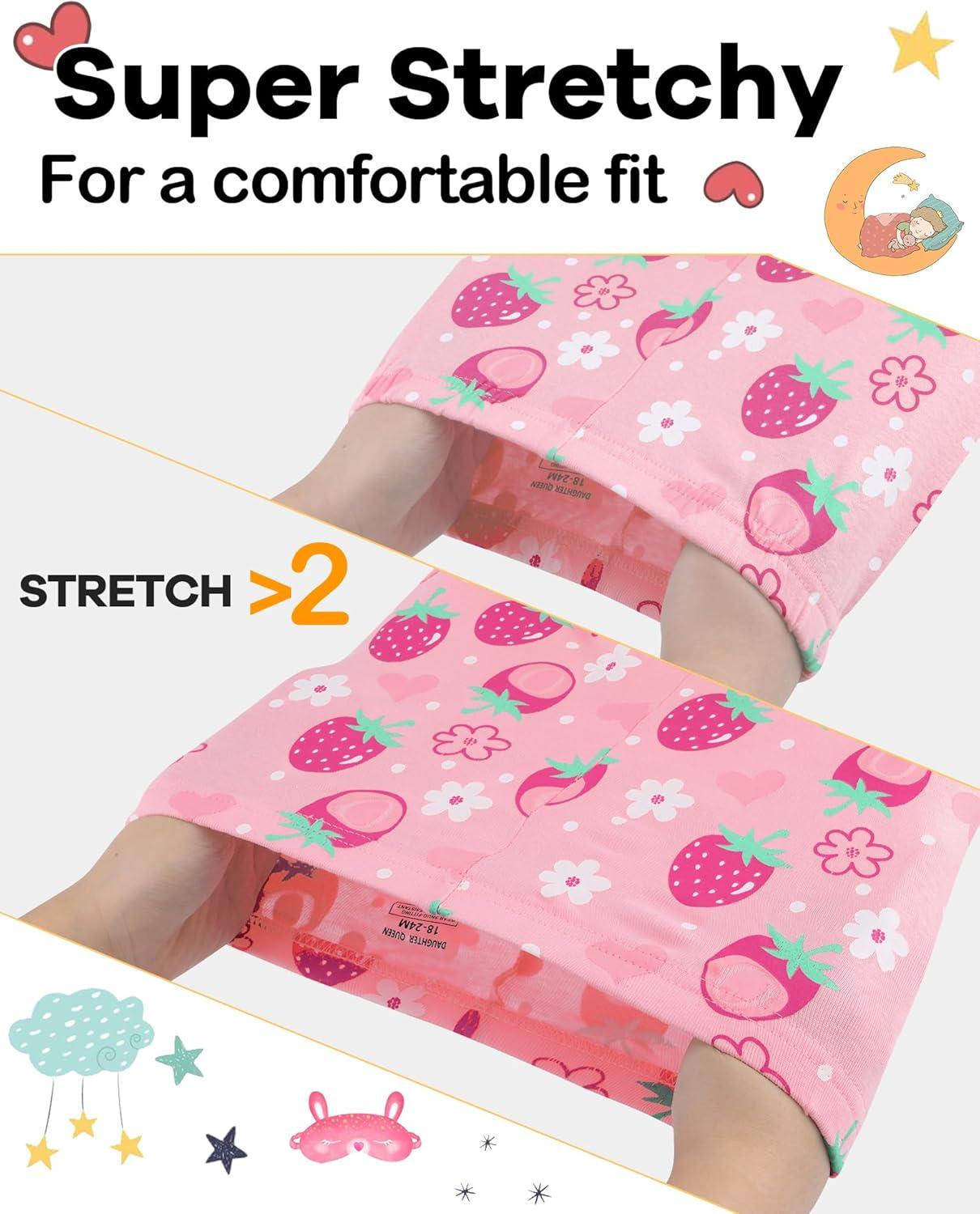 imageDAUGHTER QUEEN Girls Summer Pajamas Set 4 Pieces 100 Cotton Sleepwear Size 18 Months12 Years4pcspinkGreenstrawberrysga25