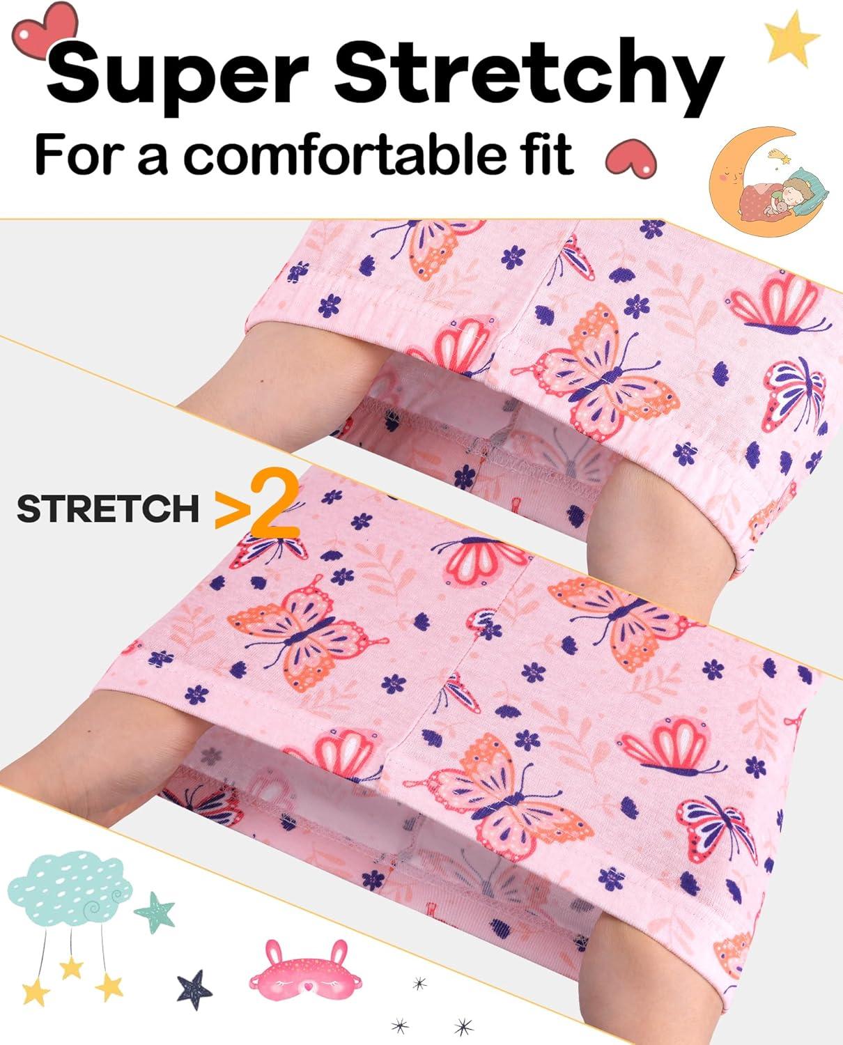 imageDAUGHTER QUEEN Girls Summer Pajamas Set 4 Pieces 100 Cotton Sleepwear Size 18 Months12 Years4pcspinkPurplebutterflysga24
