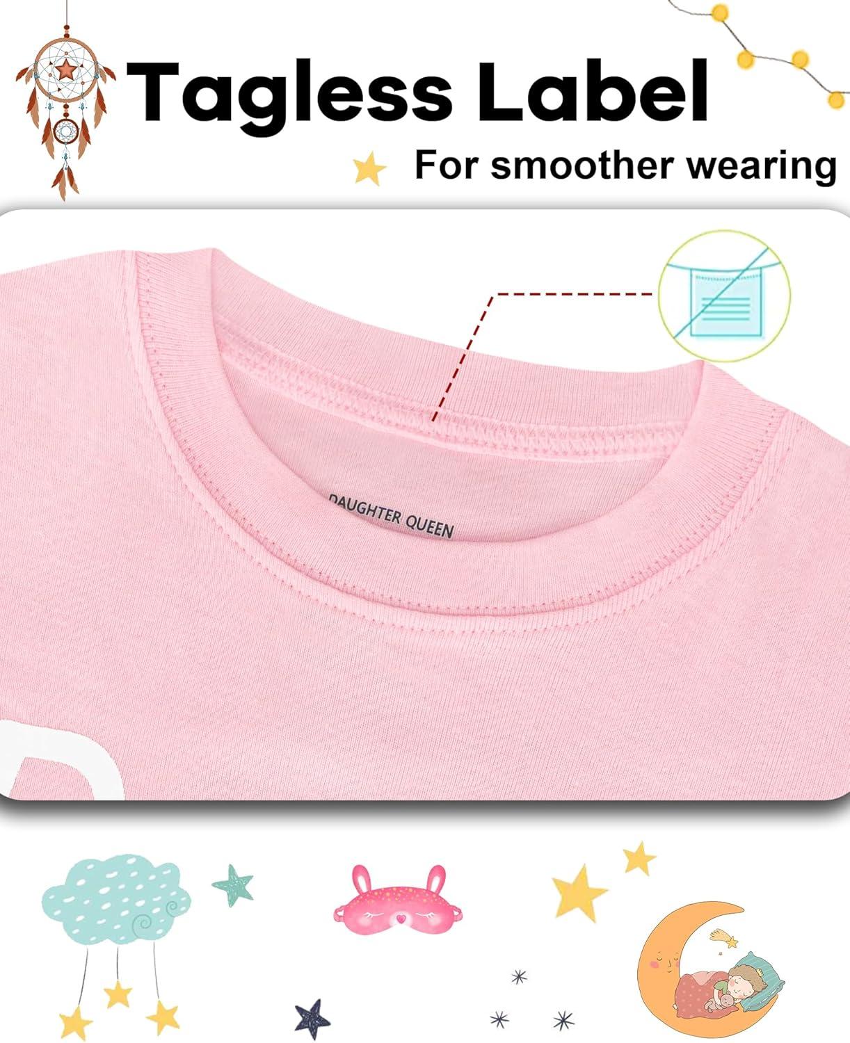 imageDAUGHTER QUEEN Girls Summer Pajamas Set 4 Pieces 100 Cotton Sleepwear Size 18 Months12 Years4pcspinkPurplebutterflysga24