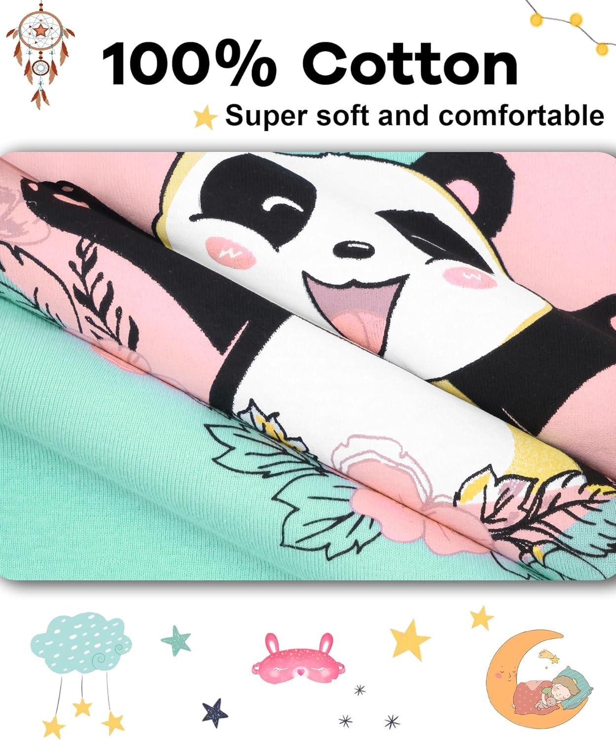 imageDAUGHTER QUEEN Girls Summer Pajamas Set 4 Pieces 100 Cotton Sleepwear Size 18 Months12 Years4pcswhiteMint Greenpandasga25