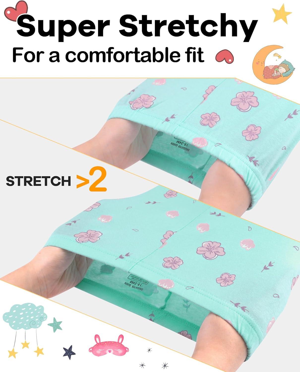 imageDAUGHTER QUEEN Girls Summer Pajamas Set 4 Pieces 100 Cotton Sleepwear Size 18 Months12 Years4pcswhiteMint Greenpandasga25