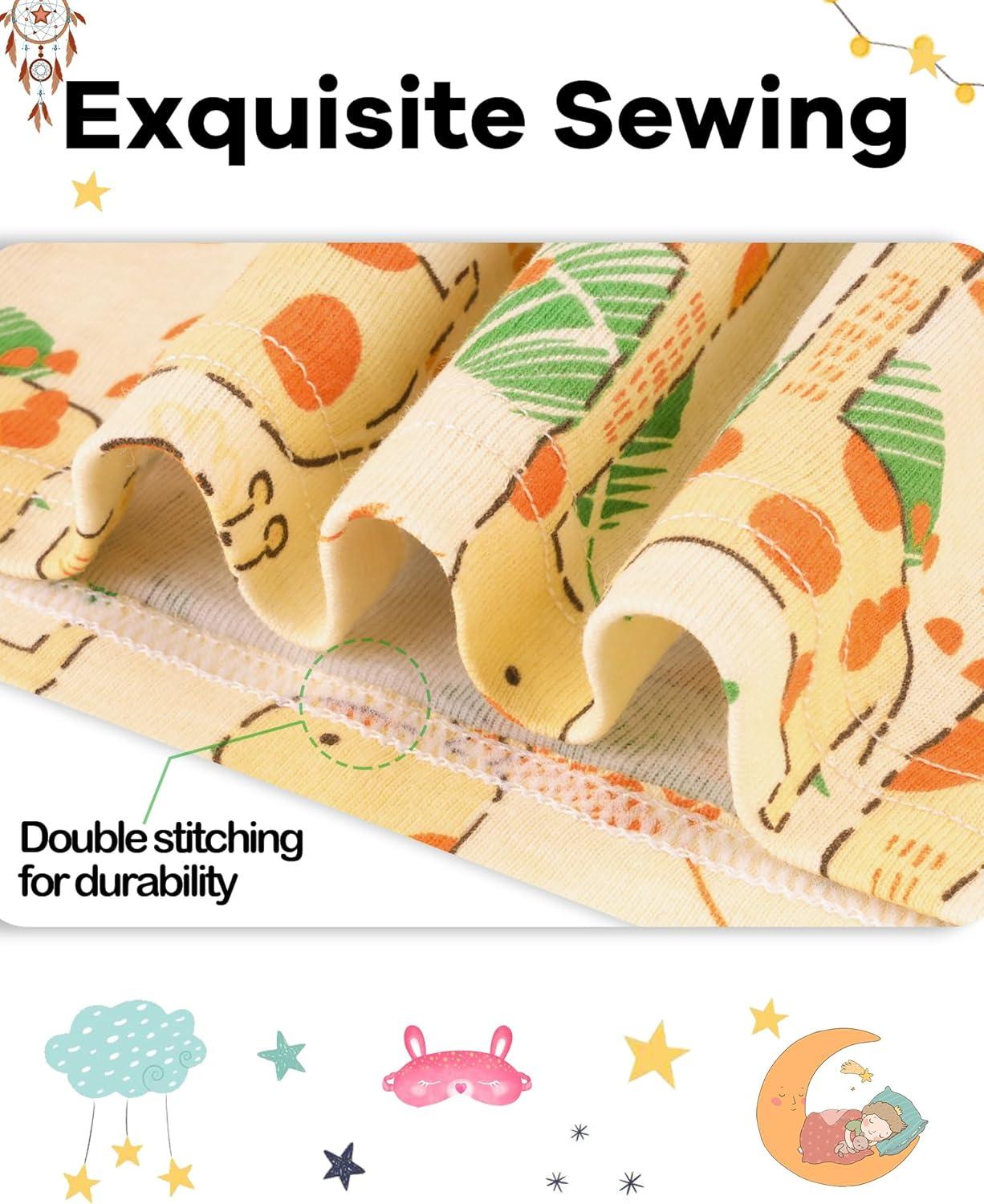 imageDAUGHTER QUEEN Girls Summer Pajamas Set 4 Pieces 100 Cotton Sleepwear Size 18 Months12 Years4pcsyellowPinkgiraffesga24