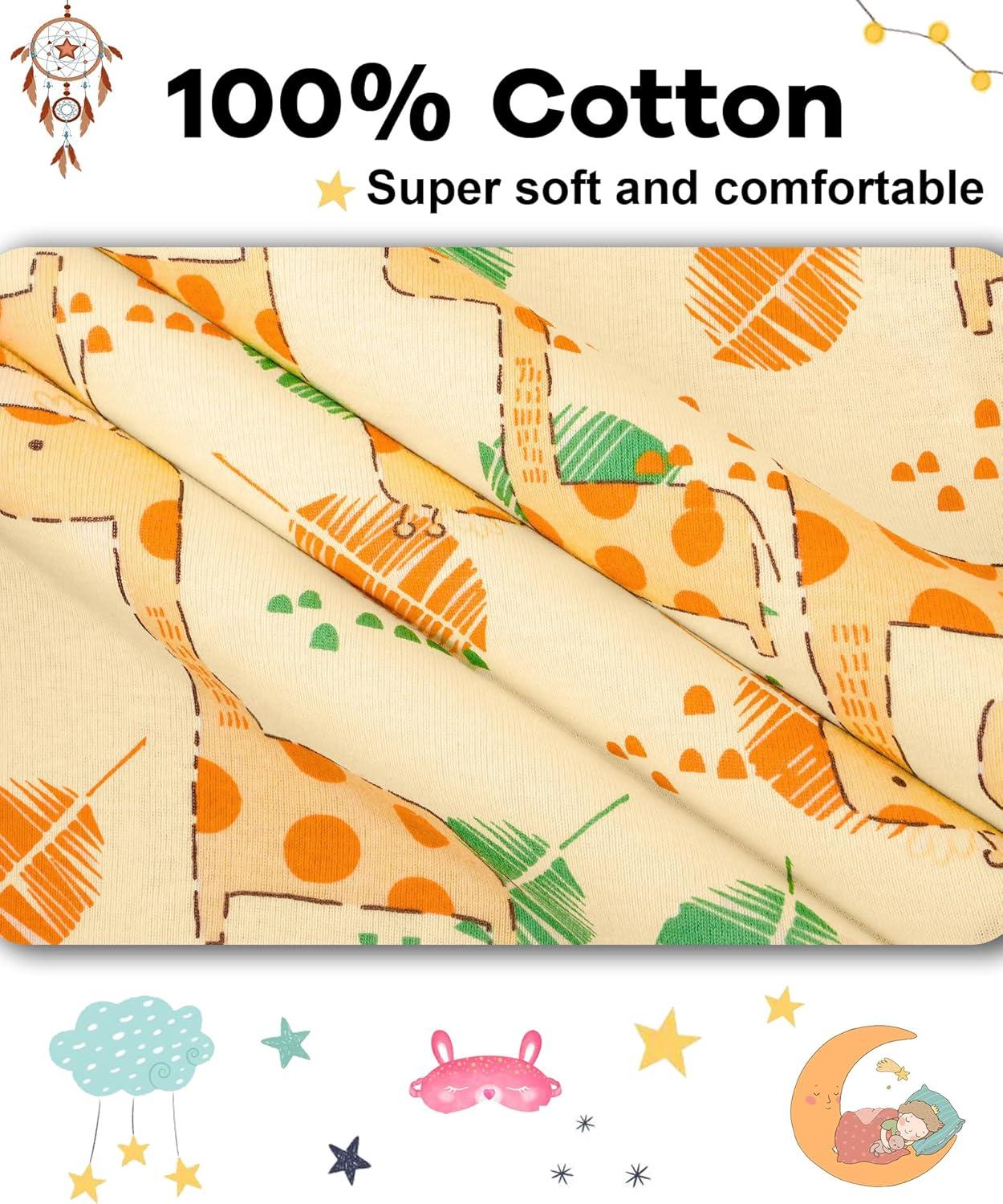 imageDAUGHTER QUEEN Girls Summer Pajamas Set 4 Pieces 100 Cotton Sleepwear Size 18 Months12 Years4pcsyellowPinkgiraffesga24