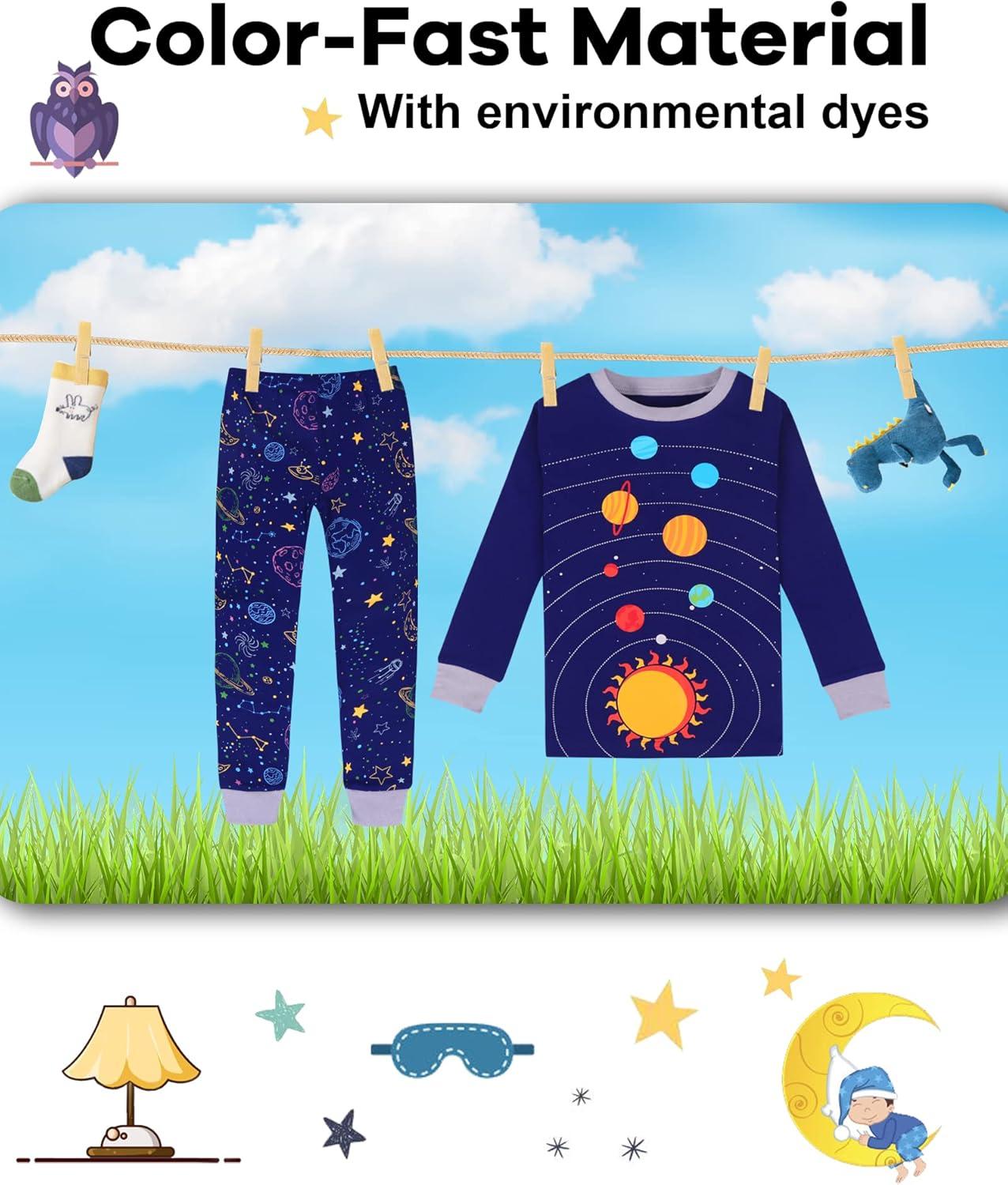 imageDAUGHTER QUEEN Boys Pajamas Size 7 Long Sleeve Pjs for Boys 7t 100 Cotton Pj Sets Kids Planet Sleepwear Solar System Jammies Space Clothes Medium 67 Years Old
