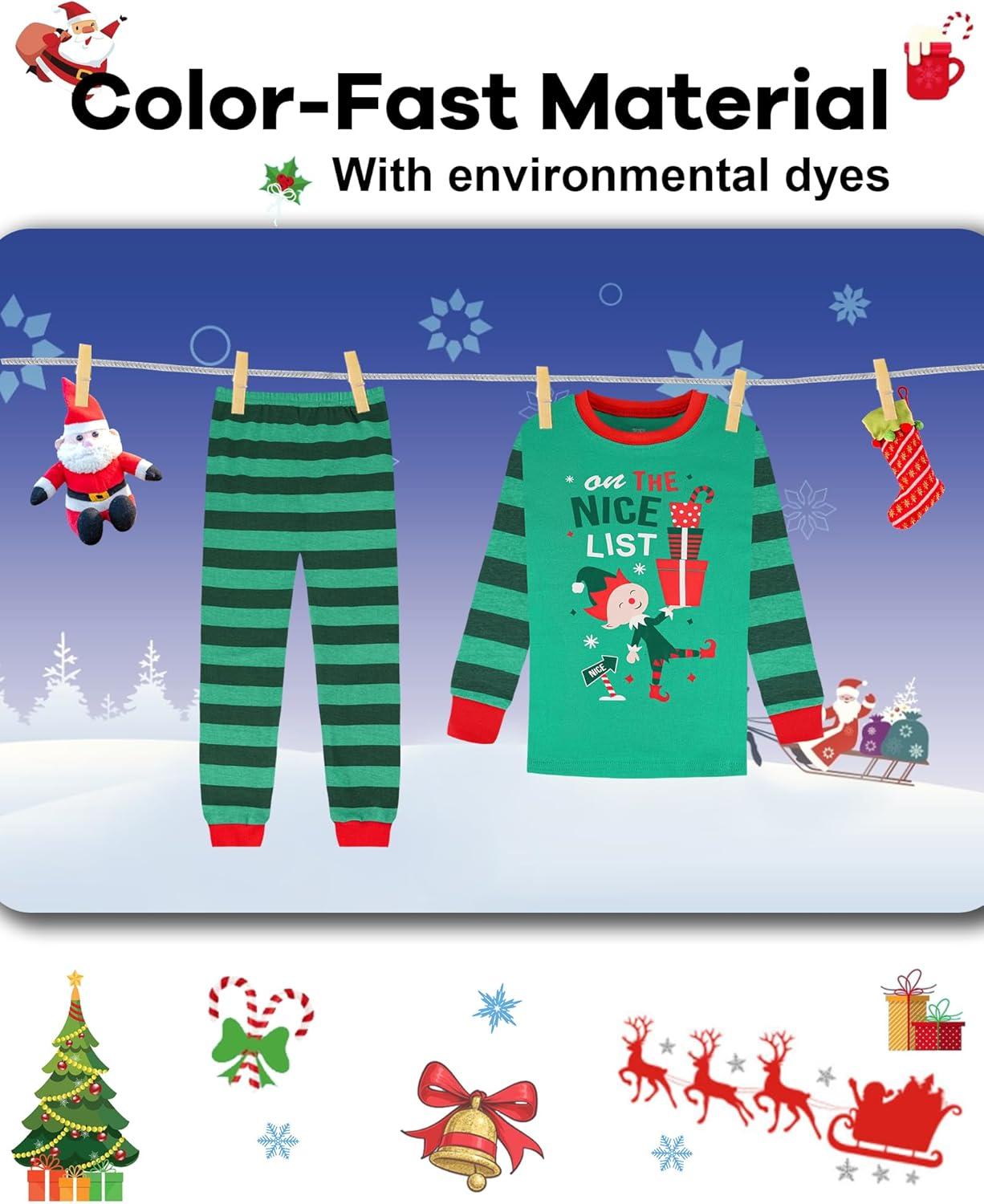 imageDAUGHTER QUEEN 18 Months12 Years Boys amp Girls Christmas Pajamas 100 Cotton Sleepwear2pcsgreenelfcbb23