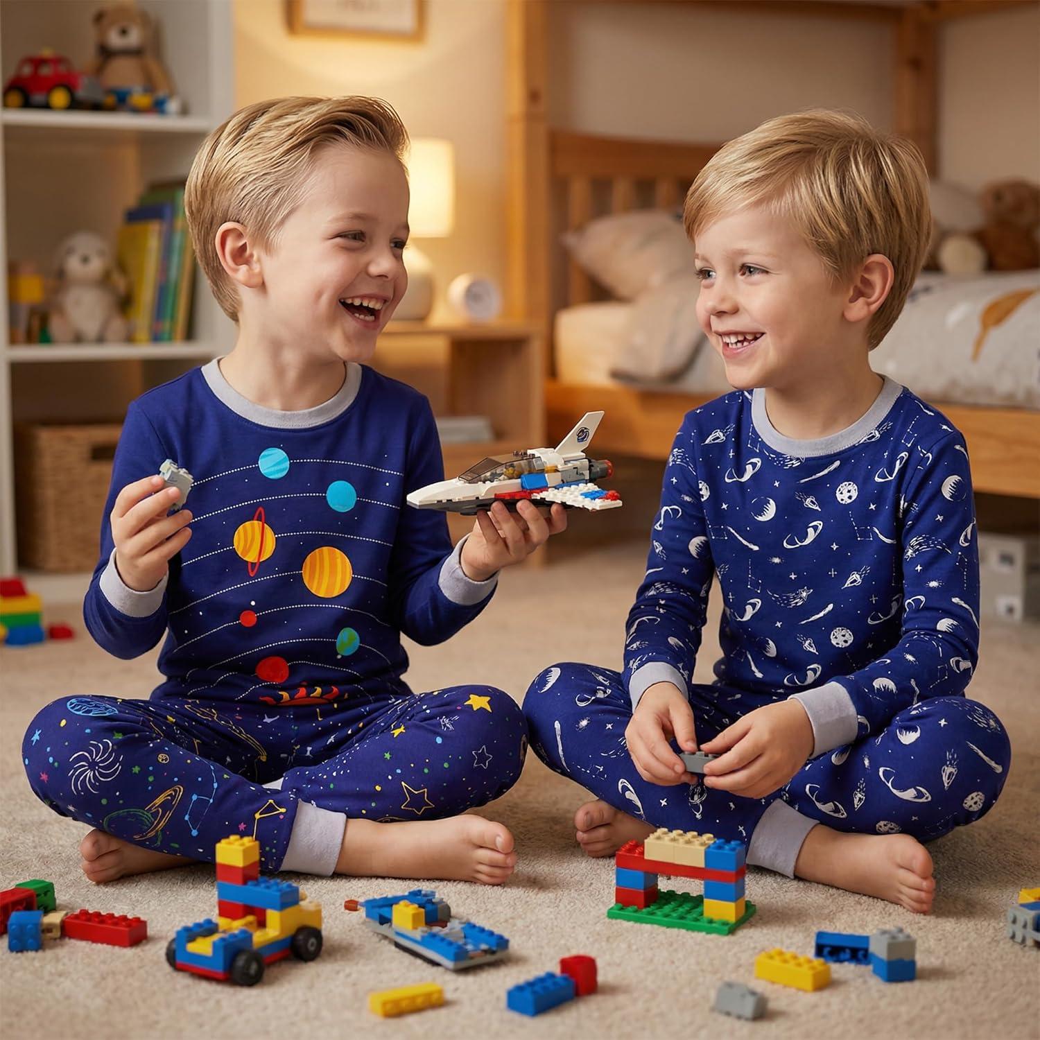 imageDAUGHTER QUEEN Boys Long Sleeve Pajamas Toddler Kids Pjs 5T Soft Cotton Pj Sets Children Sleepwear Jammies Space Clothes Size 5 Years Old Small Pijamas Nios