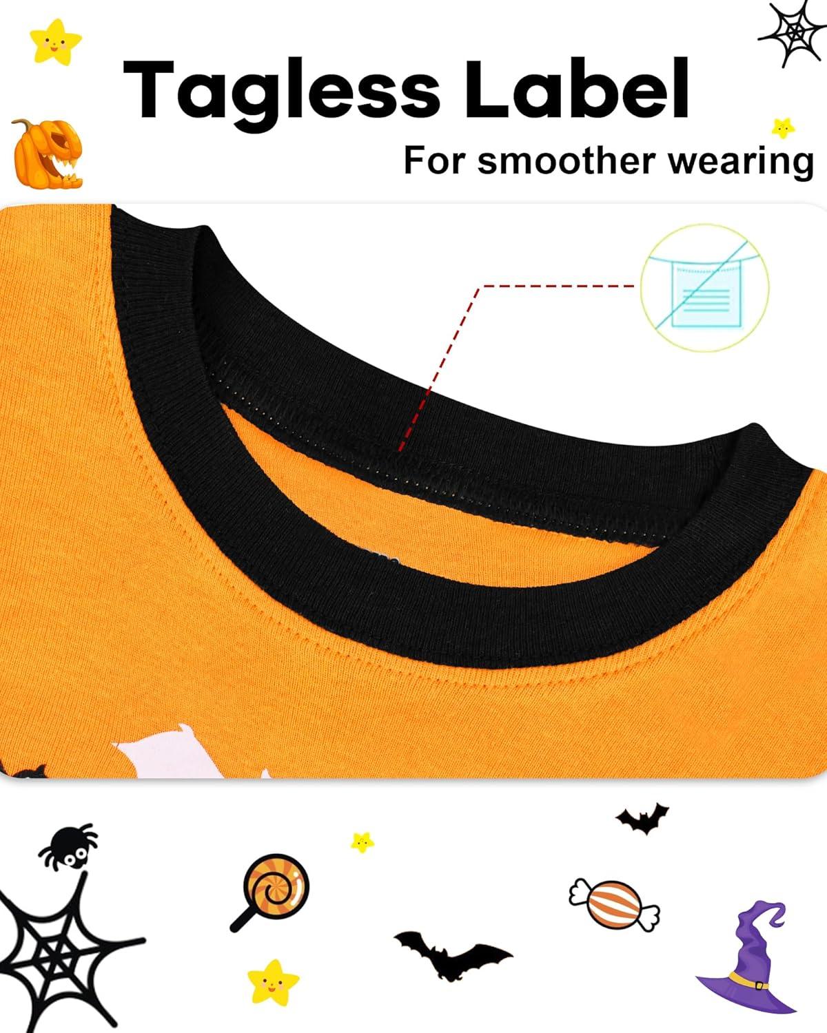 imageDAUGHTER QUEEN Boys amp Girls 100 Cotton Holiday Pajamas Halloween Christmas Sleepwear 18M12Y2pcsblackOrangebathba24