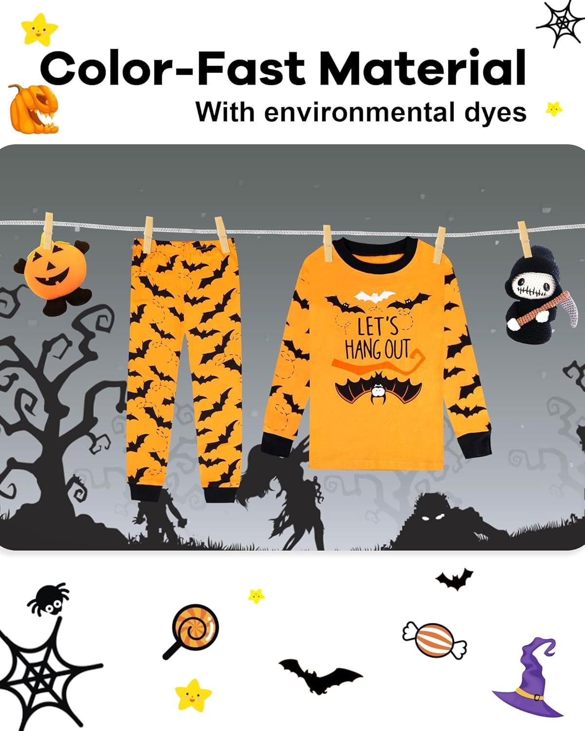 imageDAUGHTER QUEEN Boys amp Girls 100 Cotton Holiday Pajamas Halloween Christmas Sleepwear 18M12Y2pcsblackOrangebathba24