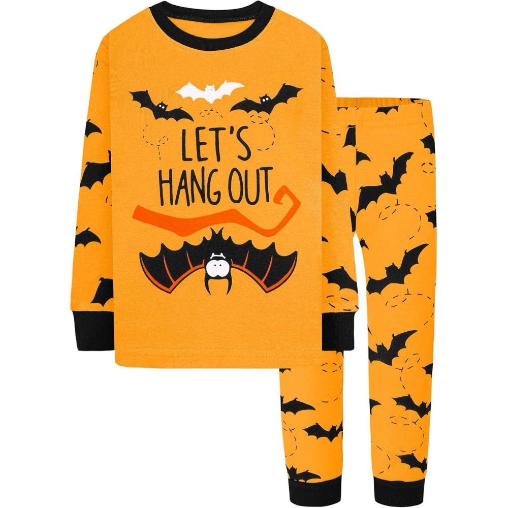 imageDAUGHTER QUEEN Boys amp Girls 100 Cotton Holiday Pajamas Halloween Christmas Sleepwear 18M12Y2pcsblackOrangebathba24