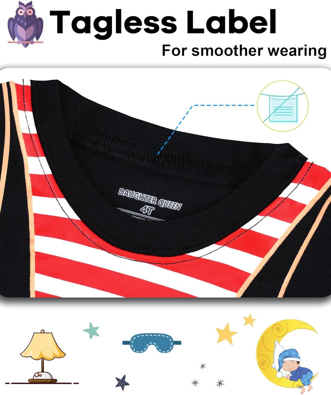 imageDAUGHTER QUEEN Boys Pajamas 4 Pieces Short Set 100 Cotton Sleepwear Size 18 Months12 Years4pcsblackBluepiratesba26