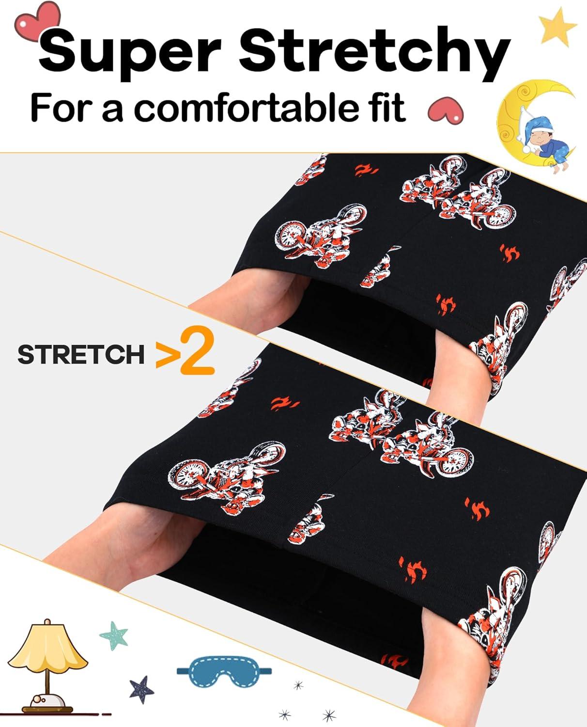 imageDAUGHTER QUEEN Boys Pajamas 4 Pieces Short Set 100 Cotton Sleepwear Size 18 Months12 Years4pcsblackBrowndirt Bikesba26