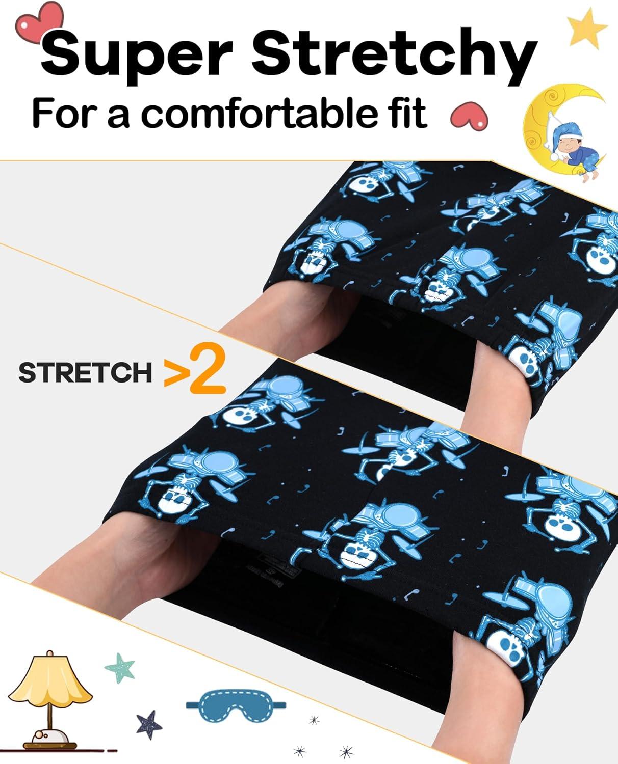 imageDAUGHTER QUEEN Boys Pajamas 4 Pieces Short Set 100 Cotton Sleepwear Size 18 Months12 Years4pcsblackNavy Blueskeletonsba26