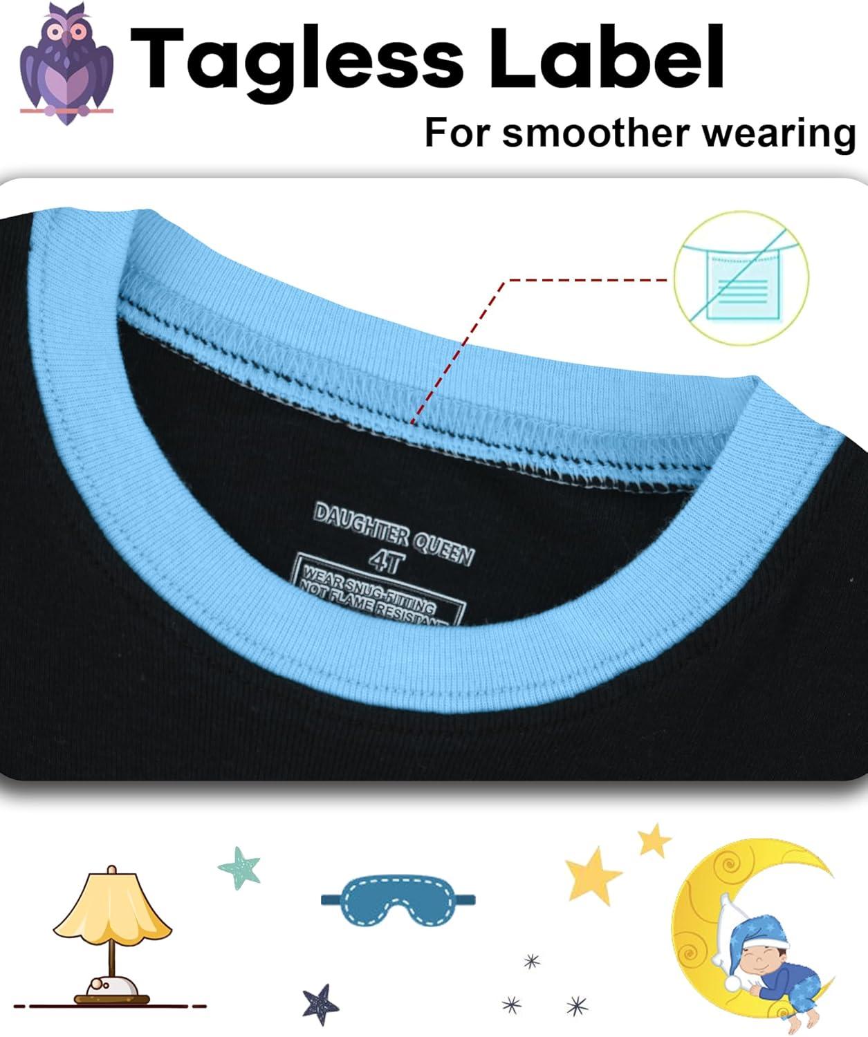imageDAUGHTER QUEEN Boys Pajamas 4 Pieces Short Set 100 Cotton Sleepwear Size 18 Months12 Years4pcsblackNavy Blueskeletonsba26