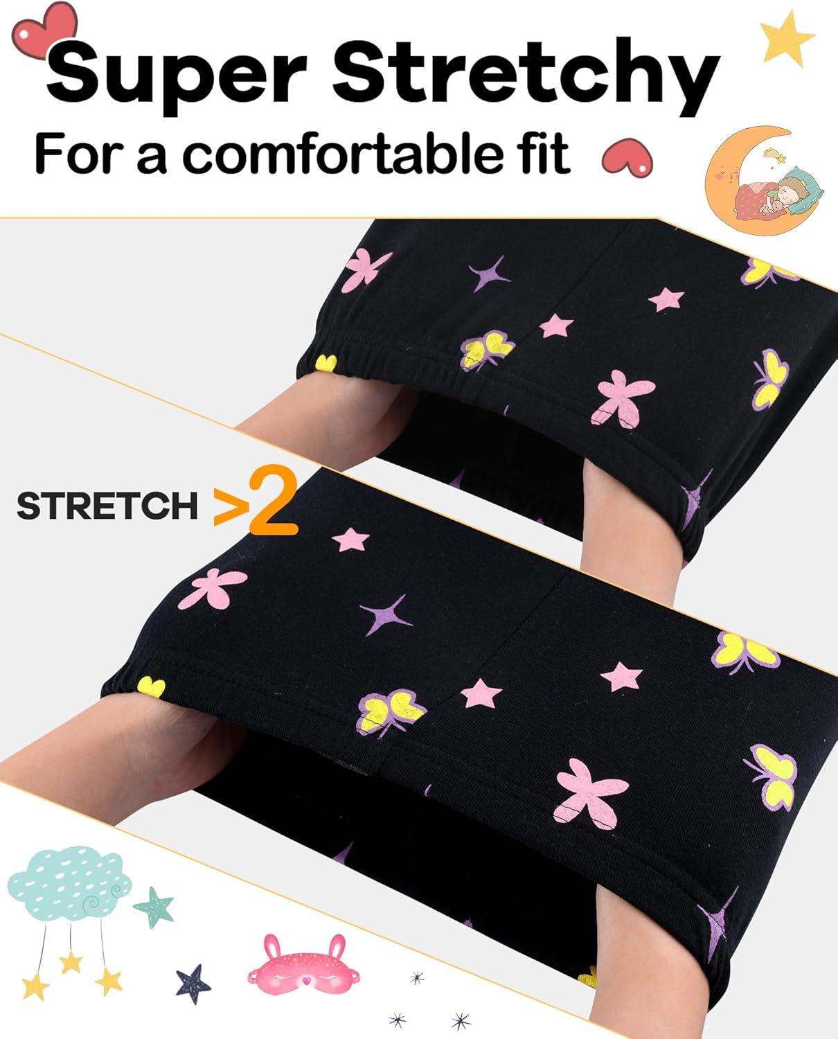 imageDAUGHTER QUEEN Girls Summer Pajamas Set 4 Pieces 100 Cotton Sleepwear Size 18 Months12 Years4pcsblackGreenheartBowsga26