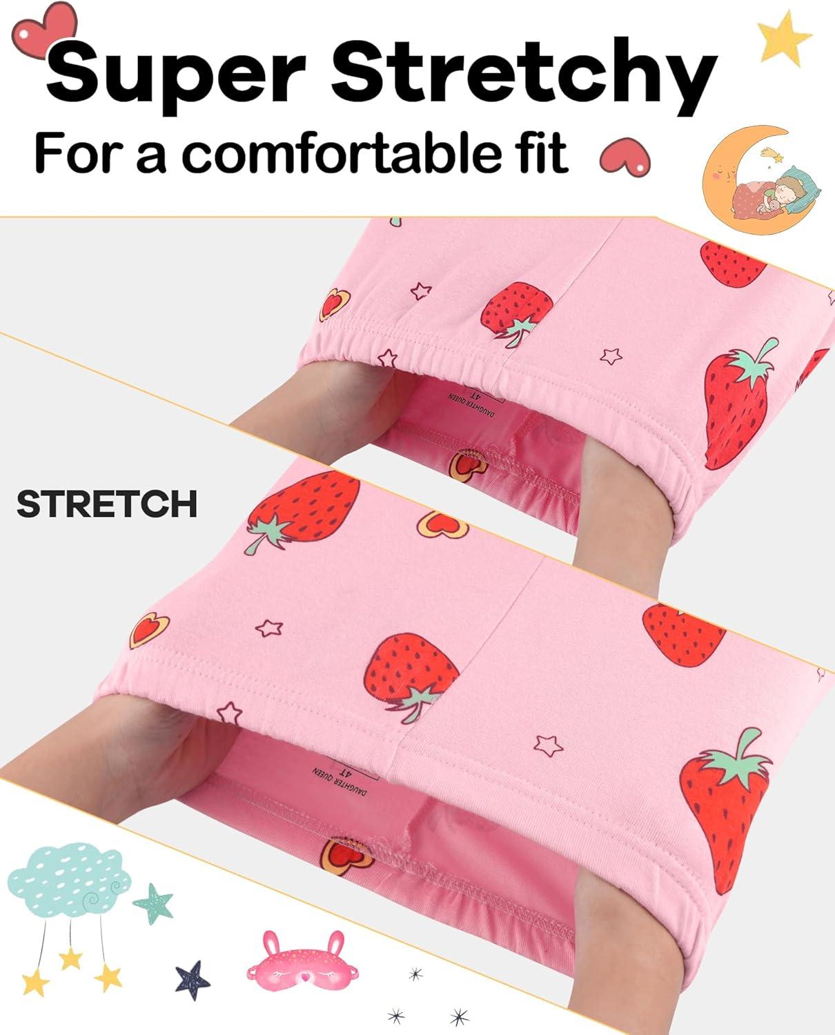imageDAUGHTER QUEEN Girls Summer Pajamas Set 4 Pieces 100 Cotton Sleepwear Size 18 Months12 Years4pcspinkBeigestrawberryAvocadosga26