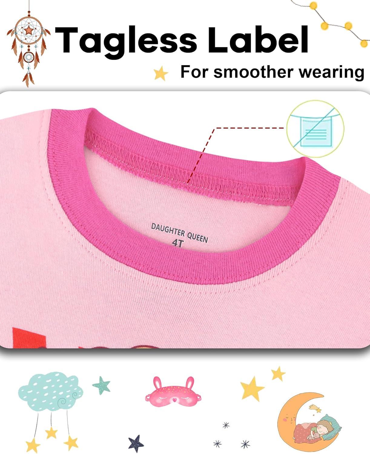imageDAUGHTER QUEEN Girls Summer Pajamas Set 4 Pieces 100 Cotton Sleepwear Size 18 Months12 Years4pcspinkBeigestrawberryAvocadosga26