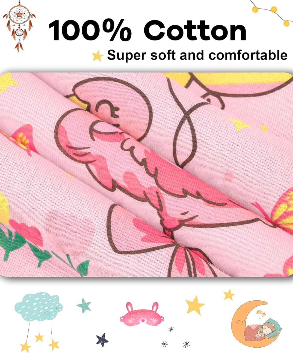 imageDAUGHTER QUEEN Girls Summer Pajamas Set 4 Pieces 100 Cotton Sleepwear Size 18 Months12 Years4pcspinkWhiteflamingosga26