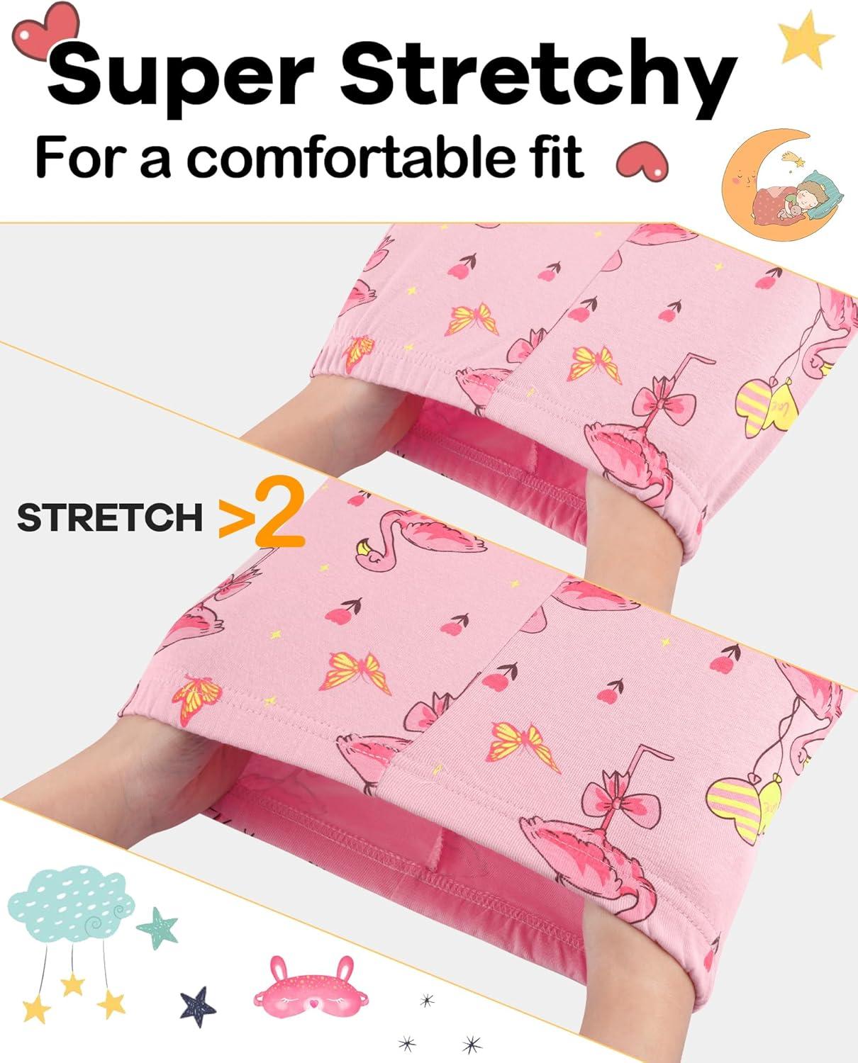 imageDAUGHTER QUEEN Girls Summer Pajamas Set 4 Pieces 100 Cotton Sleepwear Size 18 Months12 Years4pcspinkWhiteflamingosga26