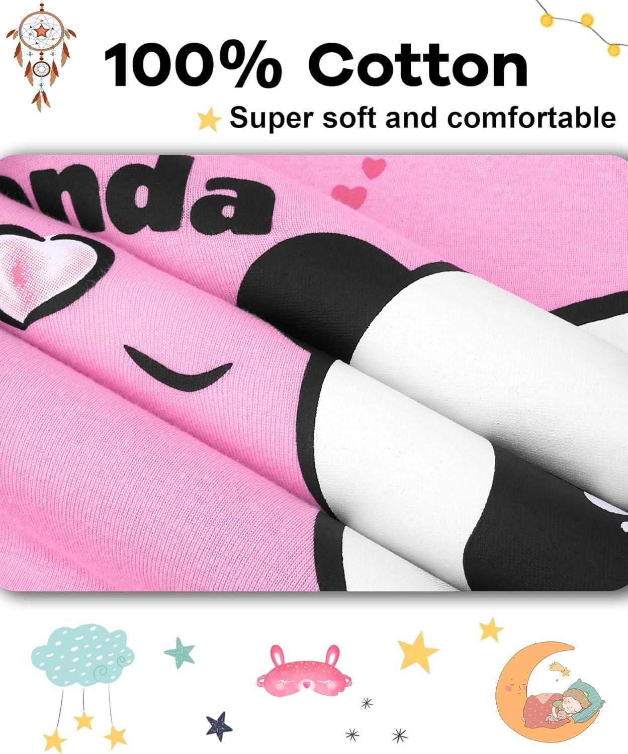 imageDAUGHTER QUEEN Girls Summer Pajamas Set 4 Pieces 100 Cotton Sleepwear Size 18 Months12 Years4pcspinkYellowpandasga26