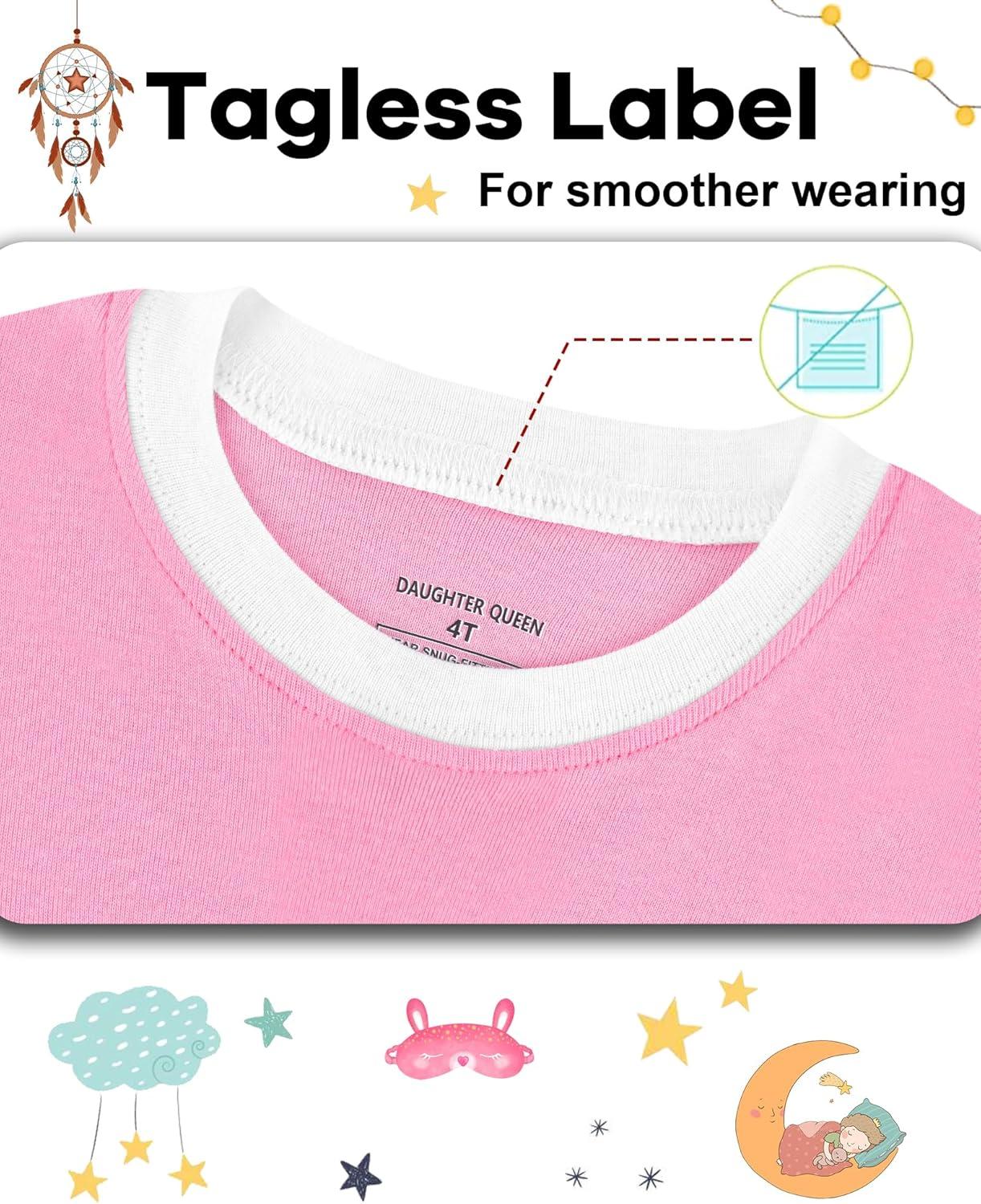 imageDAUGHTER QUEEN Girls Summer Pajamas Set 4 Pieces 100 Cotton Sleepwear Size 18 Months12 Years4pcspinkYellowpandasga26